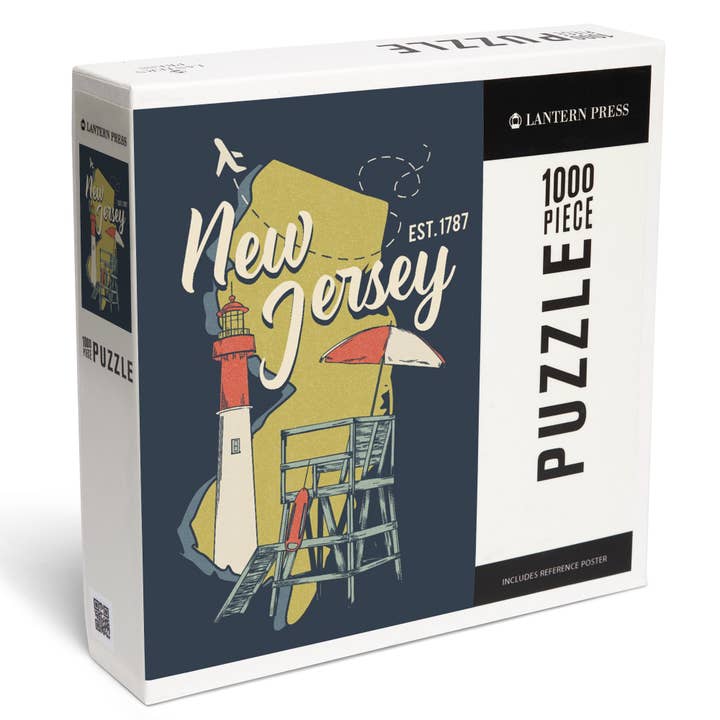 1000 PIECE PUZZLE New Jersey, Est. 1787, State and Icons for wholesale by Lantern Press