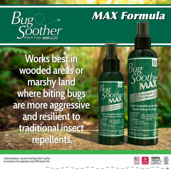 Eco Lips & Bug Soother - Wholesale Insect Repellent - Bug Soother MAX Tick & Mosquito Repellent Case 12-ct 4 oz.
