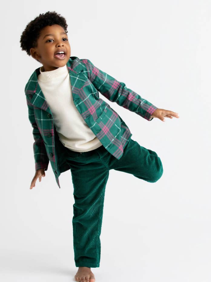Holiday Kids Old Sport Jacket_Classic Green Plaid for wholesale by Monica + Andy
