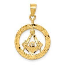 14k Masonic Symbol in Wreath Pendant for wholesale by NYMAN JEWELERS