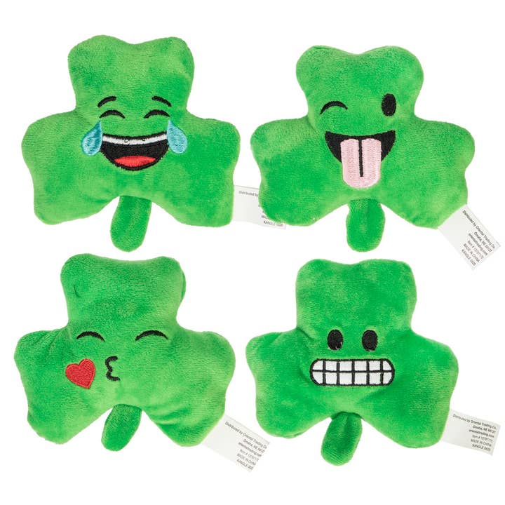 Willow Group - Wholesale Stuffed/Plush Toy - Kids & Baby - Plush Shamrock Emoji 4 Styles St. Patricks Day