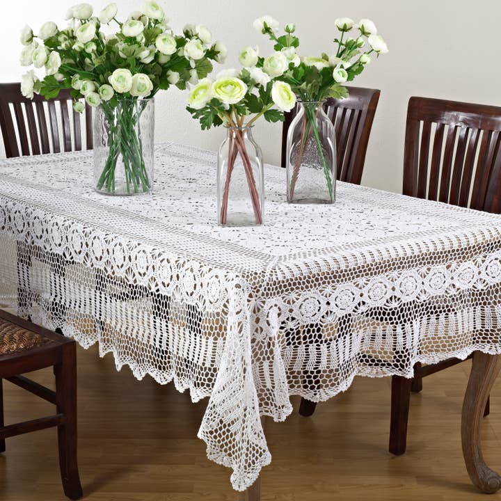 Saro Lifestyle - Wholesale Tablecloth - Crochet Tablecloth9