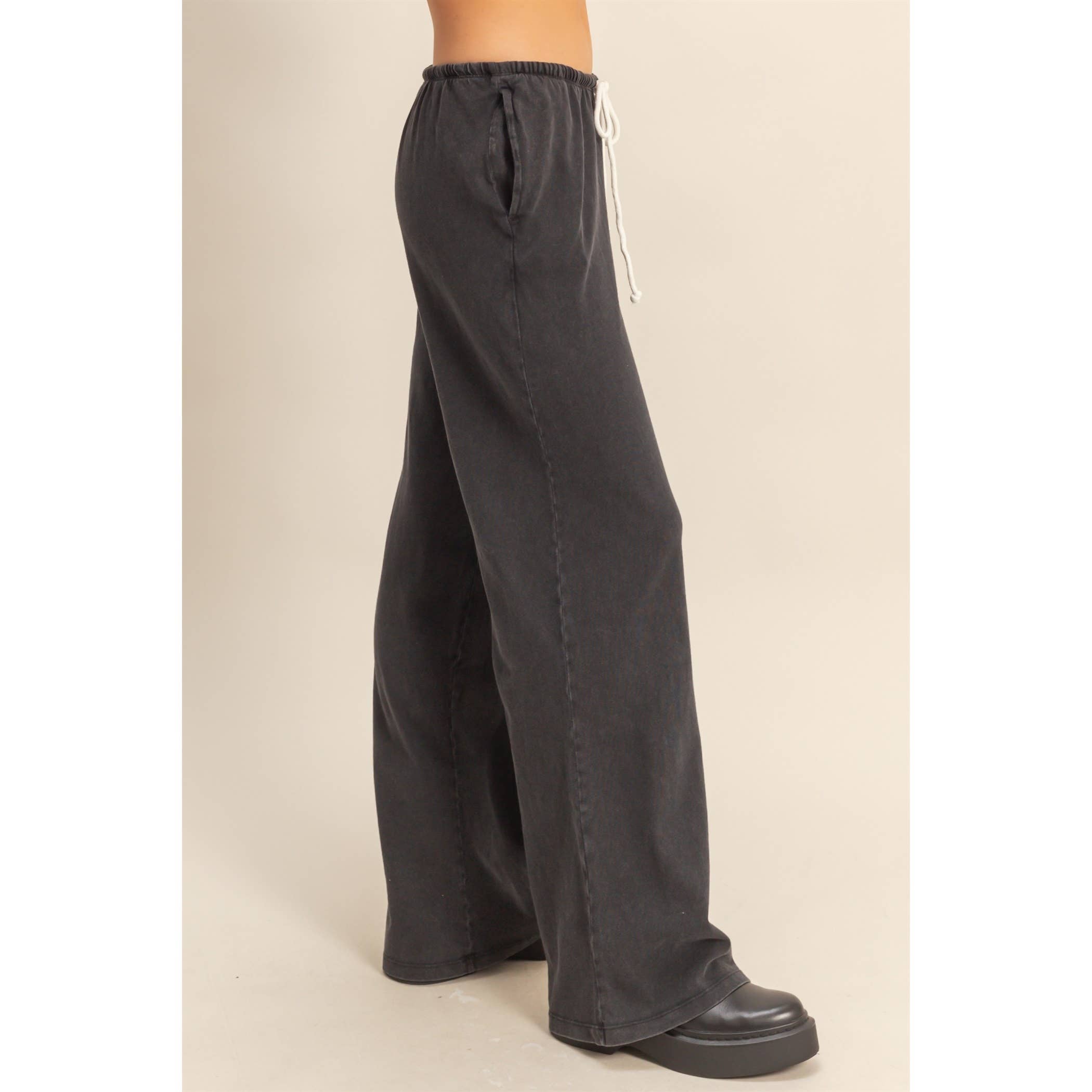 Double Zero - Vendita all'ingrosso Pantaloni sportivi/da jogging loungewear - Donna - Pantaloni rilassati a vita con coulisse lavati con minerali11