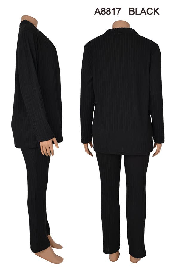 SSImport – Großhandel Loungewear-Set – Damen – A8817 3-TEILIGES SET AUS STRICKJACKE, OBERTEIL, HOSE, VERSCHIEDENE GRÖSSEN, 12ER-SET1