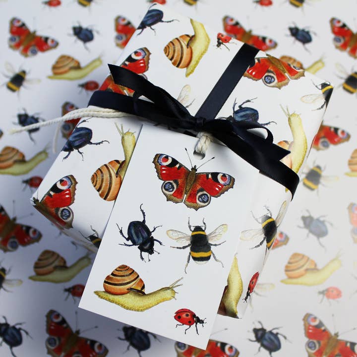 British Insects Gift Wrap for wholesale by Rie Designed