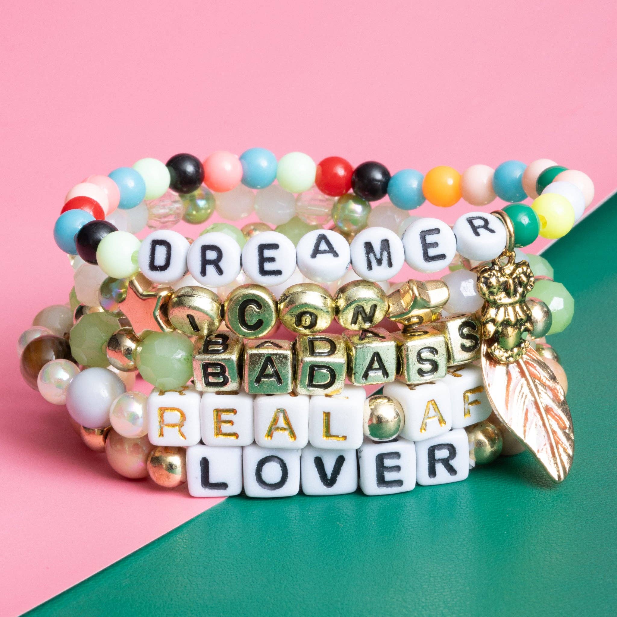 Jewelry Made by Me - Vente Kit de bricolage - Kit DIY bracelet perles lettre et breloque yin yang bonnes vibrations1