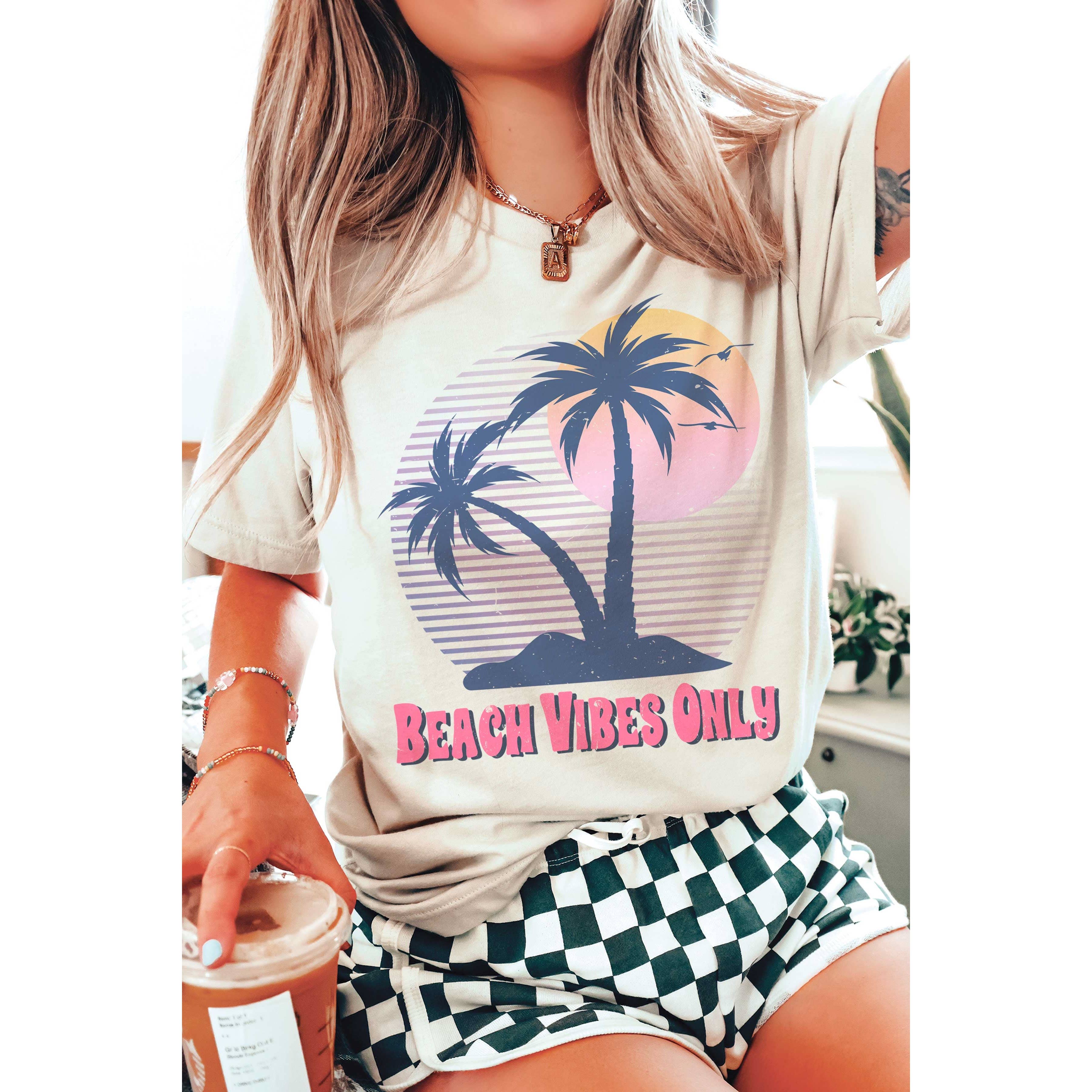 A. BLUSH CO – wholesale Screen printed t-shirt – Women′s – BEACH VIBES ONLY Graphic Tee3