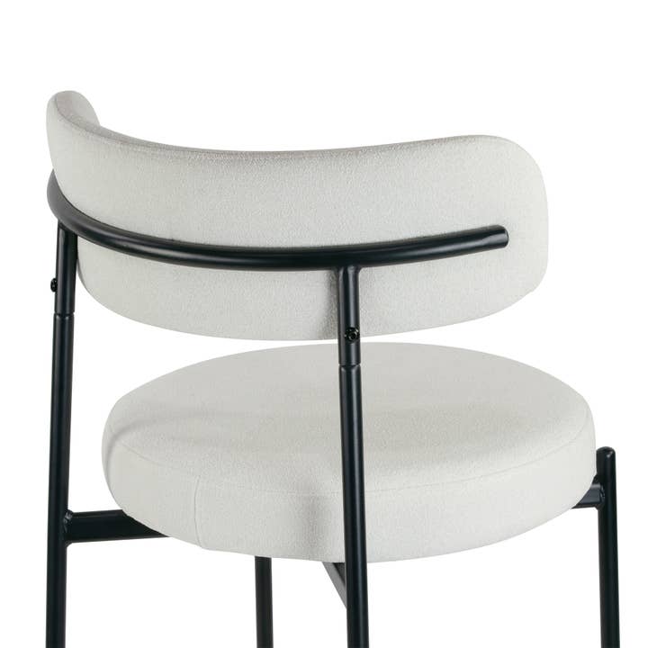 Glamour Home - Vente Tabouret - Ensemble de 2 tabourets de comptoir Awen en bouclette blanche avec pieds noirs5