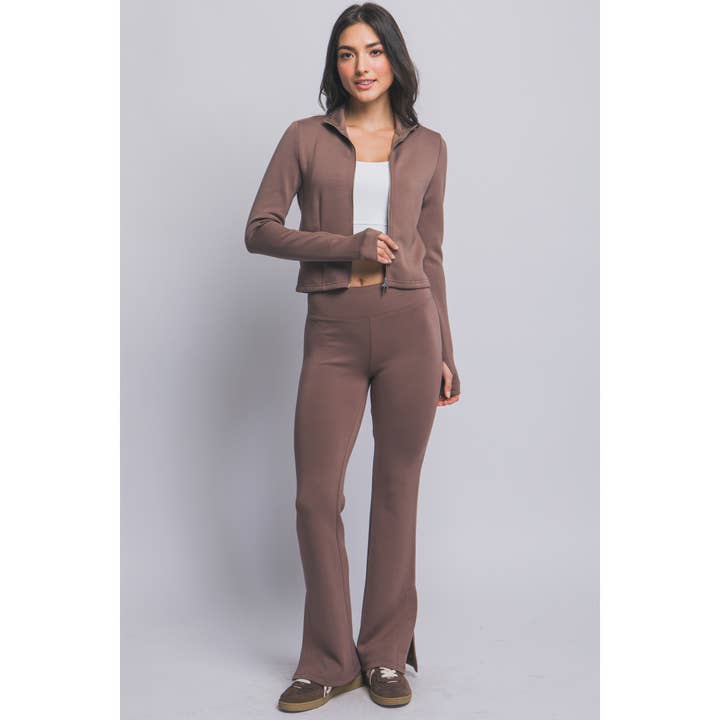 Ensemble pantalon évasé à col montant zippé pour la vente par HiteJeans