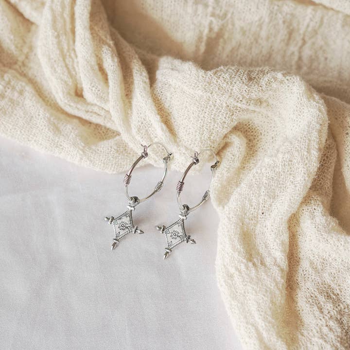 Nakila Collective - Wholesale Hoop Earrings - Small Imani Hoop - White Brass
