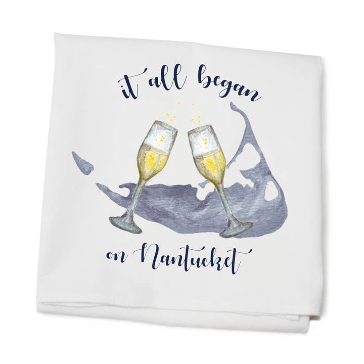 Tina Labadini Designs - Wholesale Tea Towel - it all began on nantucket with map flour sack towel0