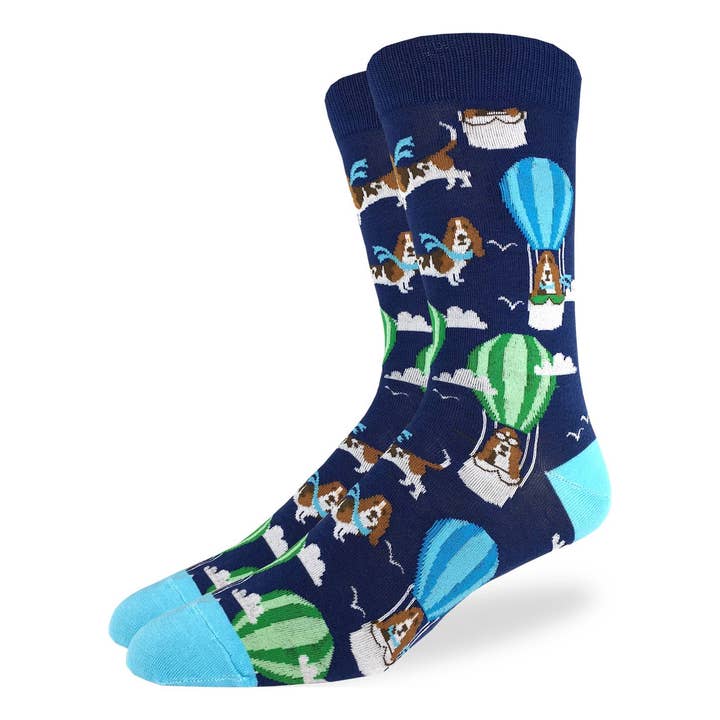 Men's Basset Hound Air Balloon Socks for wholesale by Good Luck Sock