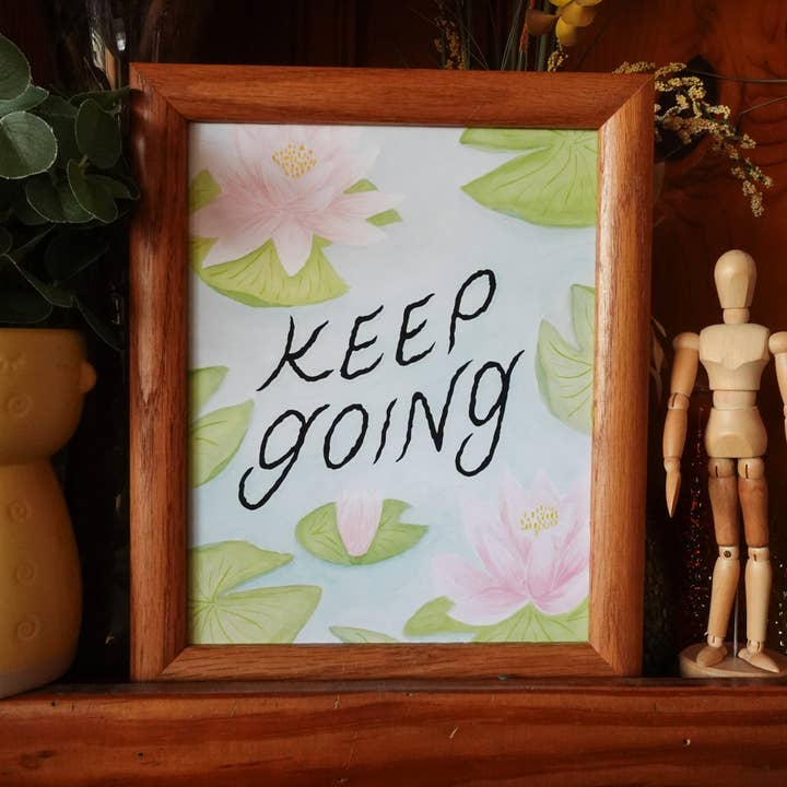 Continuez l'impression artistique aquarelle inspirante avec lettrage à la main pour la vente par For Tha Masses Design