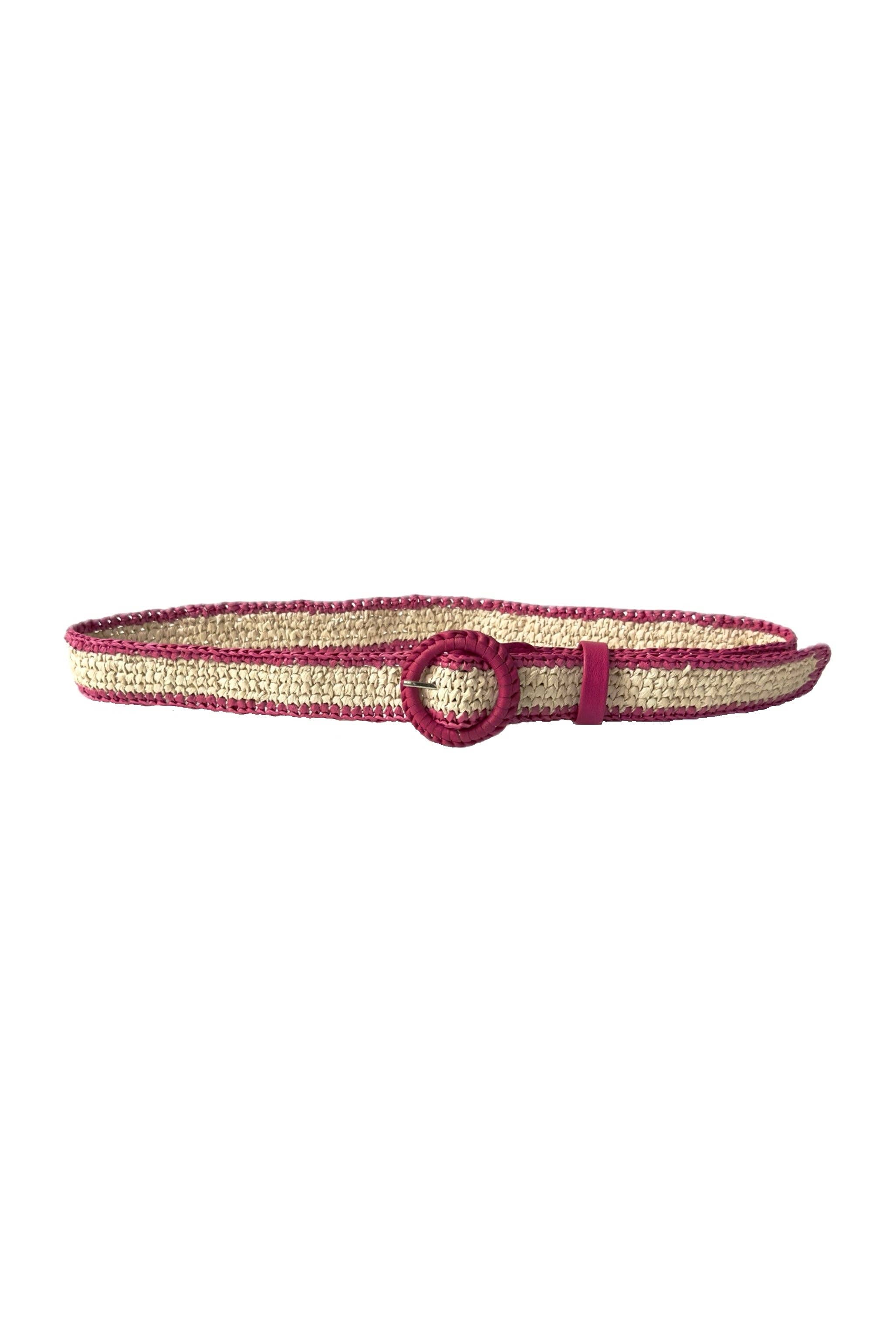 fuchsia pink RAFFIA BELT for wholesale on Faire1