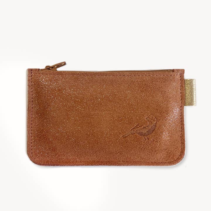 BARNABÉ AIME LE CAFÉ - Vente Porte-monnaie – femme - Porte monnaie croute de cuir pailletée3