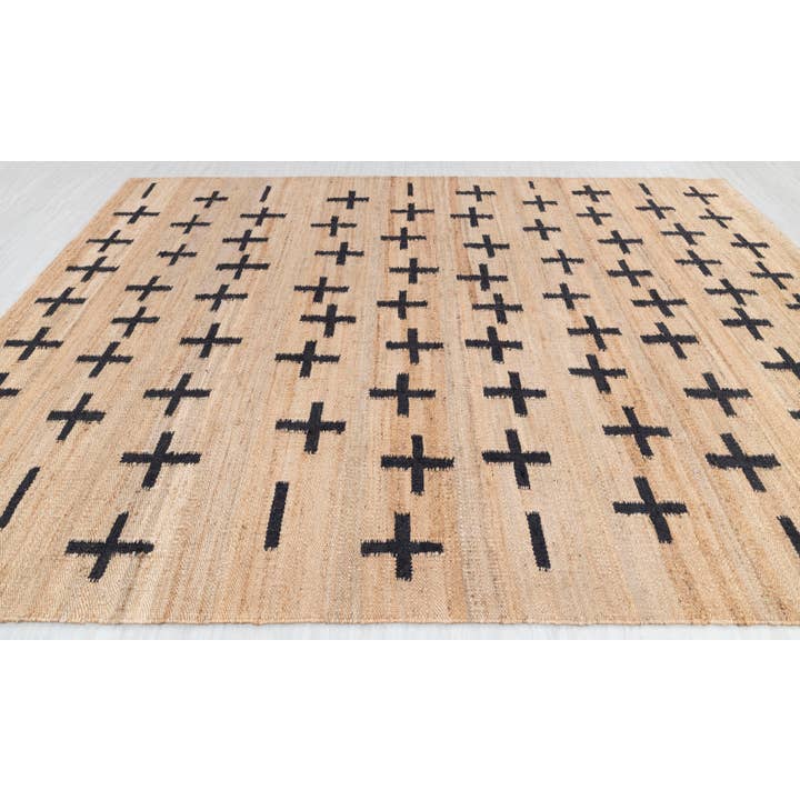 Aesthetic Homes LLC - Wholesale Area Rug - Natural Jute Black Boho Rug - Hand-Woven Premium AD-43