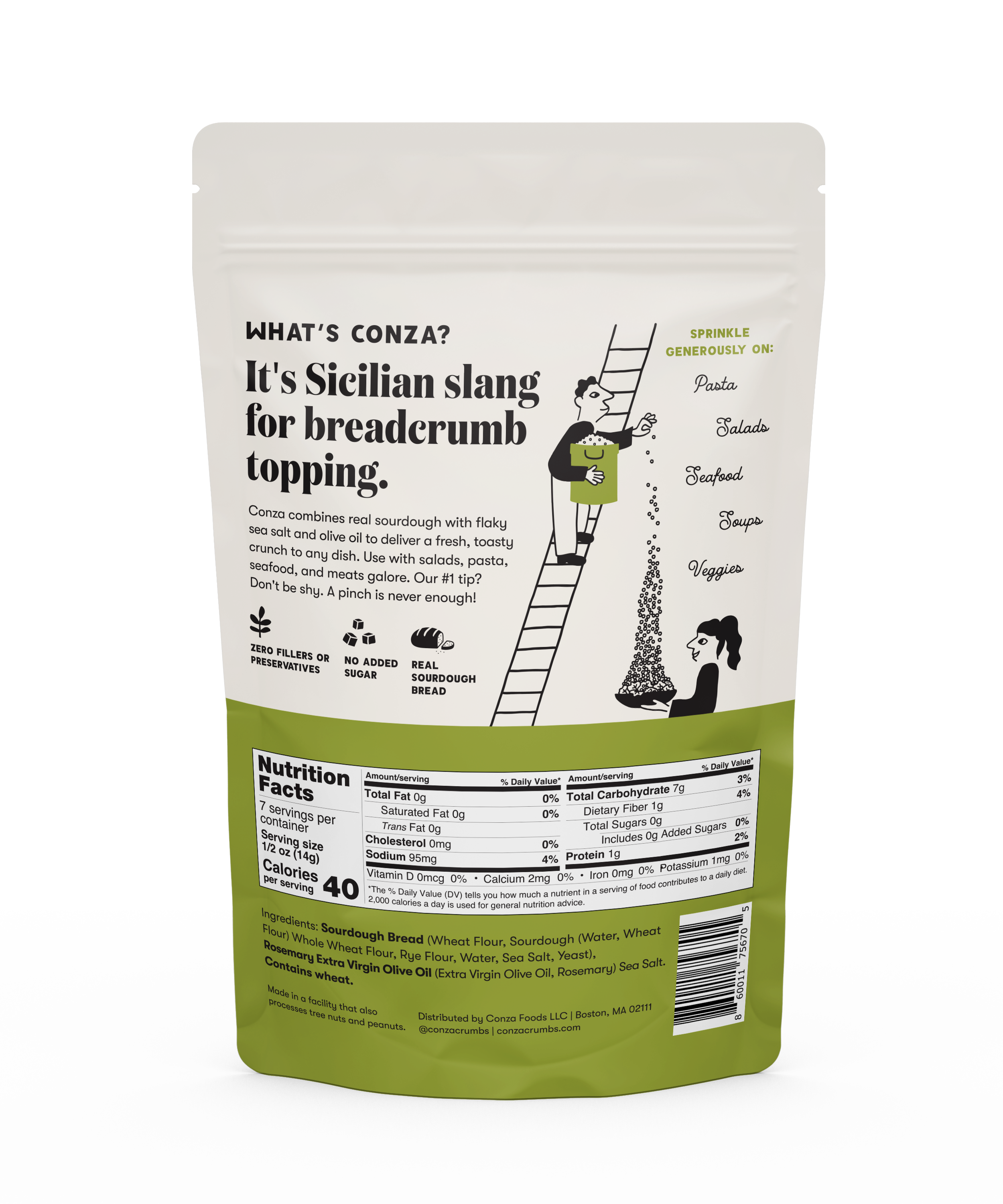 Conza Sourdough Crunch Breadcrumbs - Wholesale Broodmix - Olijfolie & zeezout – krokante zuurdesem paneermeel – 102 g1