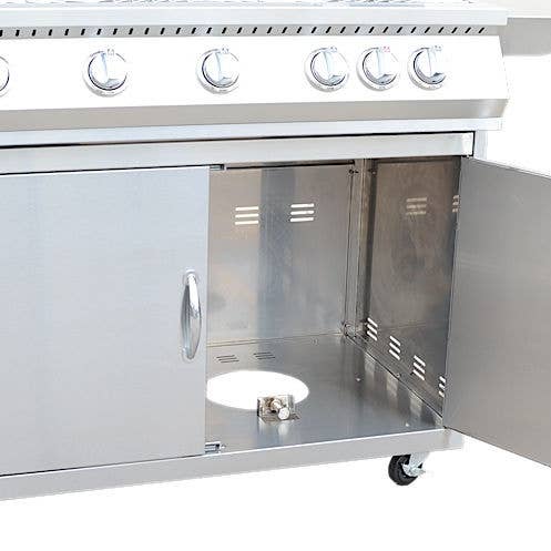 The Pizza Oven Guru - Wholesale Grill pan/griddle - 5 Burner 40 Inch Cart Model BBQ Grill With Locking Casters 304 Stainless Steel1