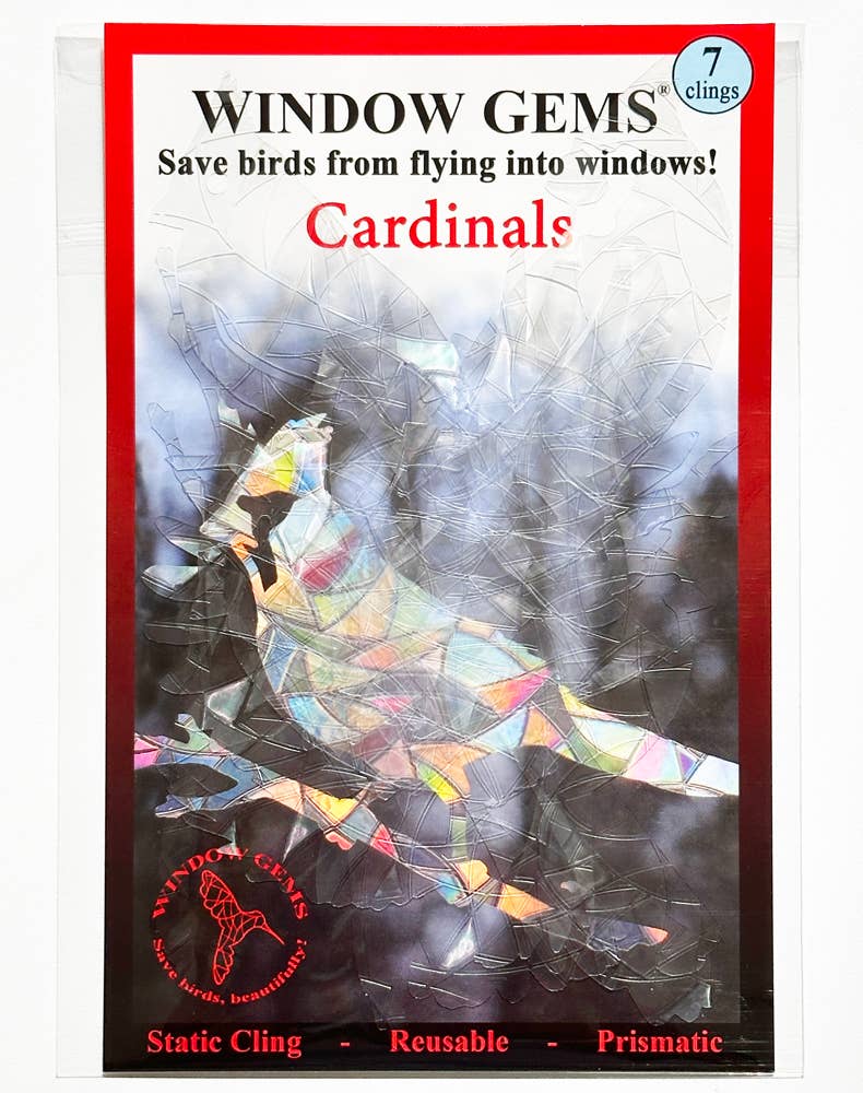 Window Gems - Wholesale Suncatcher - Cardinal Window Prismatic Decals - bird strike prevention4