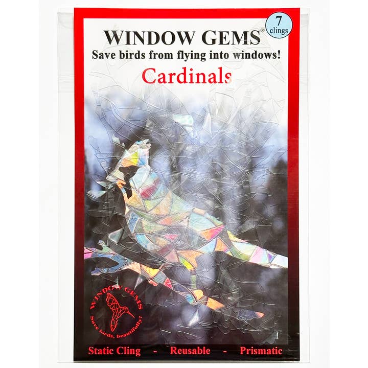 Window Gems - Wholesale Suncatcher - Cardinal Window Prismatic Decals - bird strike prevention4