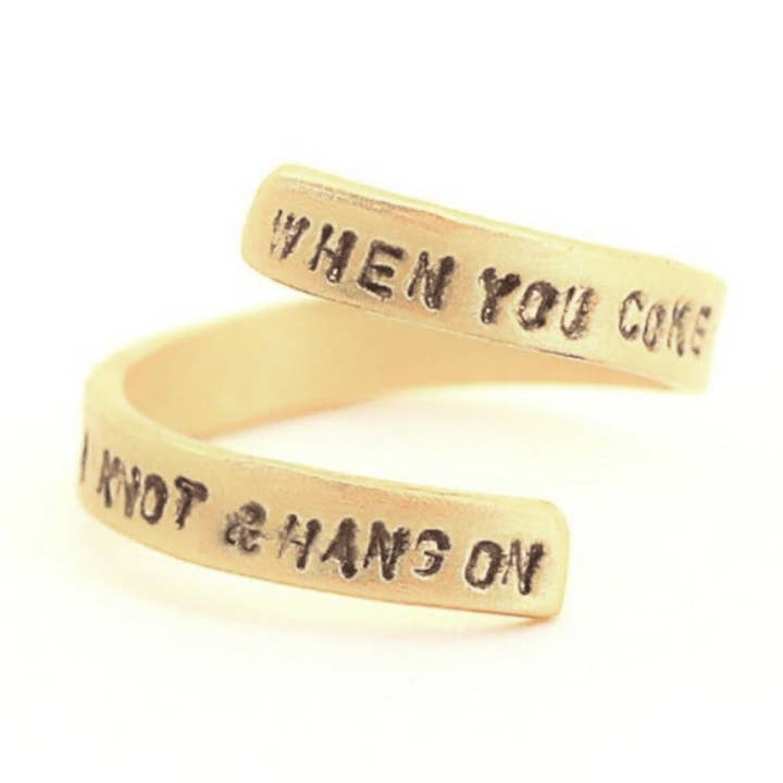 When You Come to the End of your Rope Tie a Knot and Hang On -Franklin D. Roosevelt Wrap Ring for wholesale by Chocolate and Steel