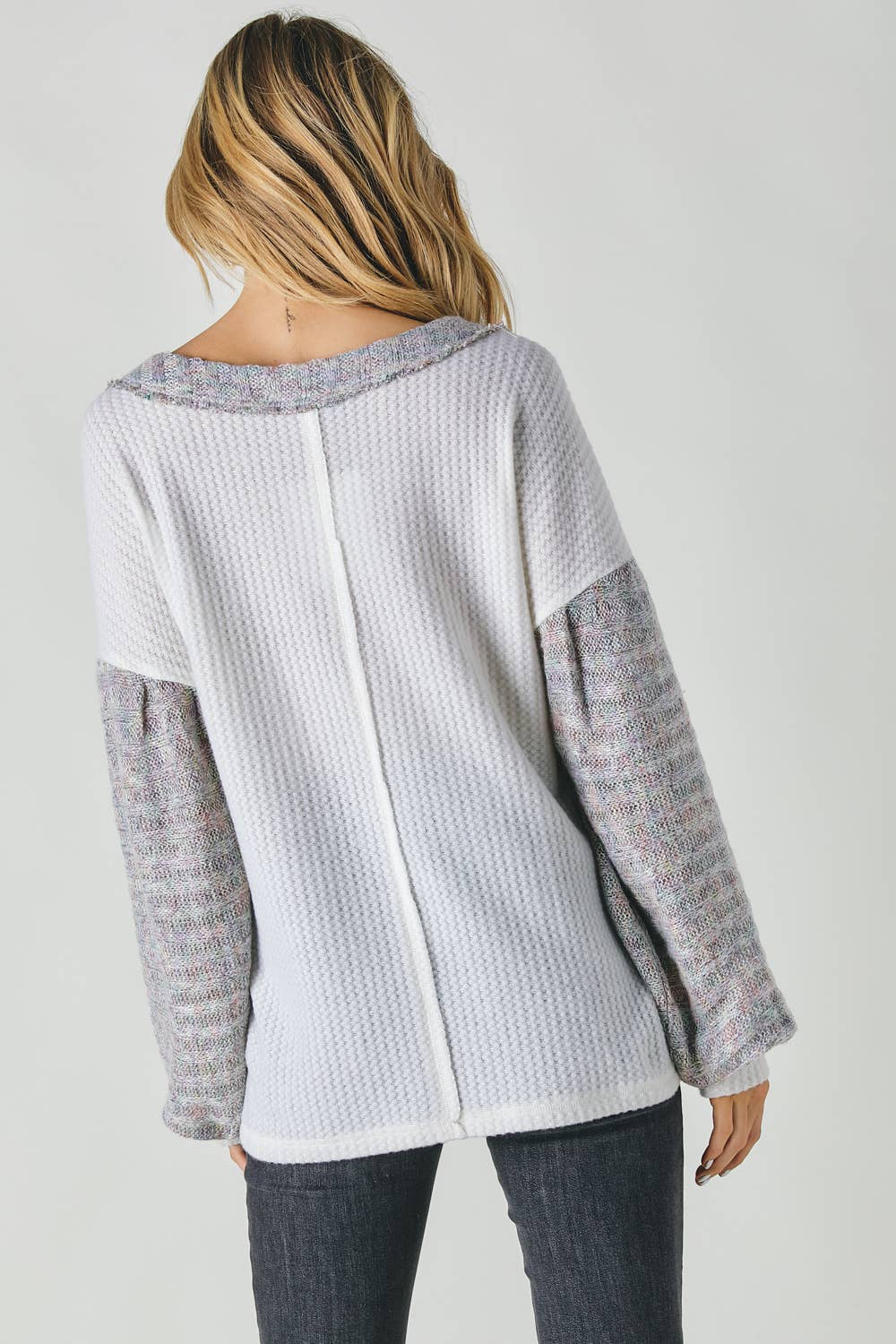 Davi & Dani - Vente Tunique – femme - PLUS LE BLOC DE COULEUR COL EN V HAUT À MANCHES LONGUES4