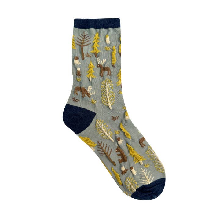 7DAYSSOCKS - Vente Chaussettes – femme - Chaussettes à motif broderie forêt Oulanka pour femmes1