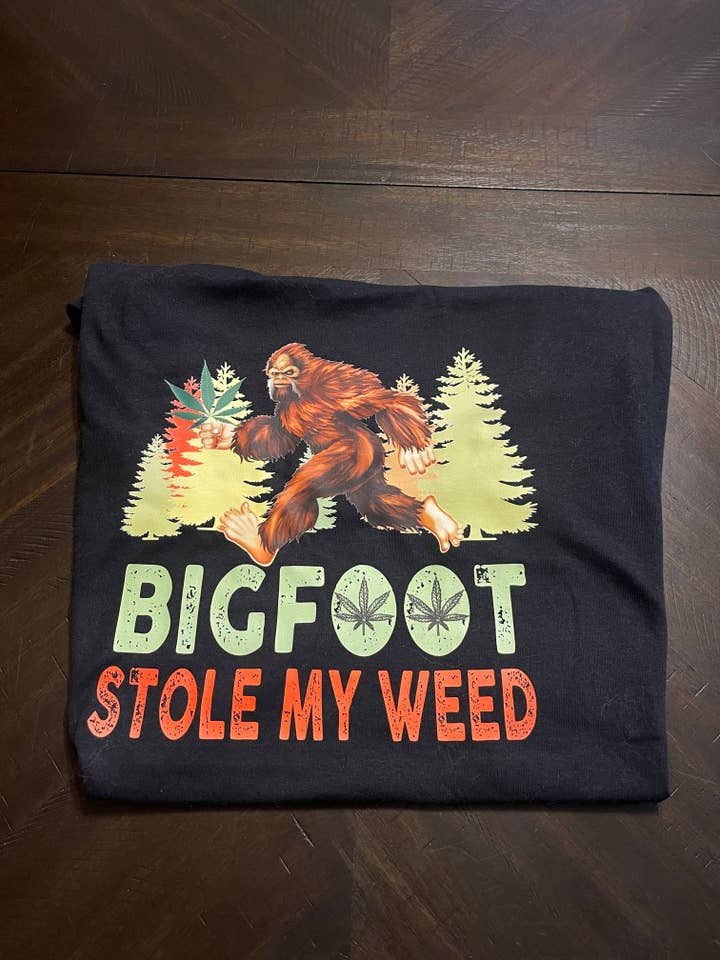 Zombie Paws - Wholesale T-Shirt (Graphic) - Unisex - Bigfoot Stole My Weed T-Shirt (Black)1