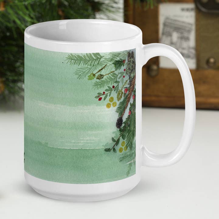 Forest Feast Large Winter Woods Ceramic Mug for wholesale by The Forest Feast