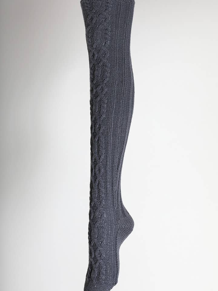 Leto Accessories - Wholesale Socks - Women's - Bold & Cozy Thigh-High Cable Knit Socks for Trendy Winters