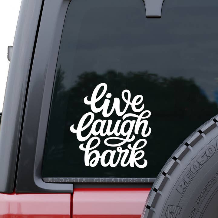 Coastal Creators of Connecticut - Wholesale Sticker - Dog Live, Laugh, Bark Vinyl Car Window Decal (Packaged)