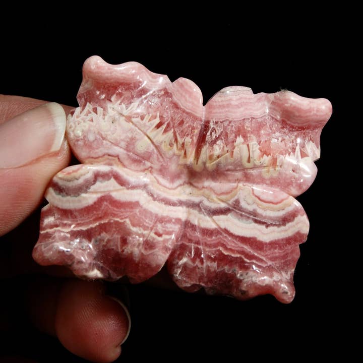 Genuine Rhodochrosite Carved Crystal Crystal Flower for wholesale by Caspar Curiosities