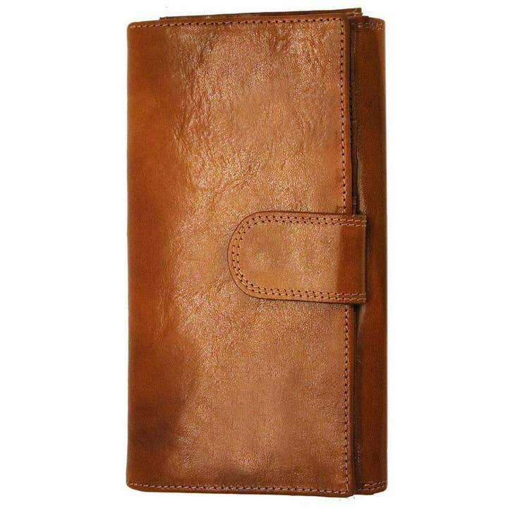 Roma Continental Wallet - Olive Honey Brown for wholesale by Floto Leather Bags
