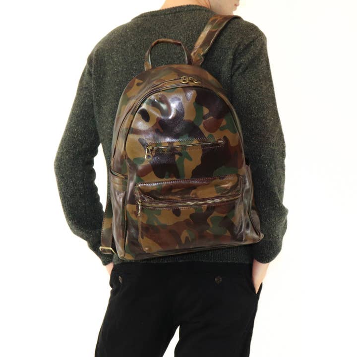 Sac à dos en cuir imprimé, art. 112232 pour la vente par Suie Valentini srl