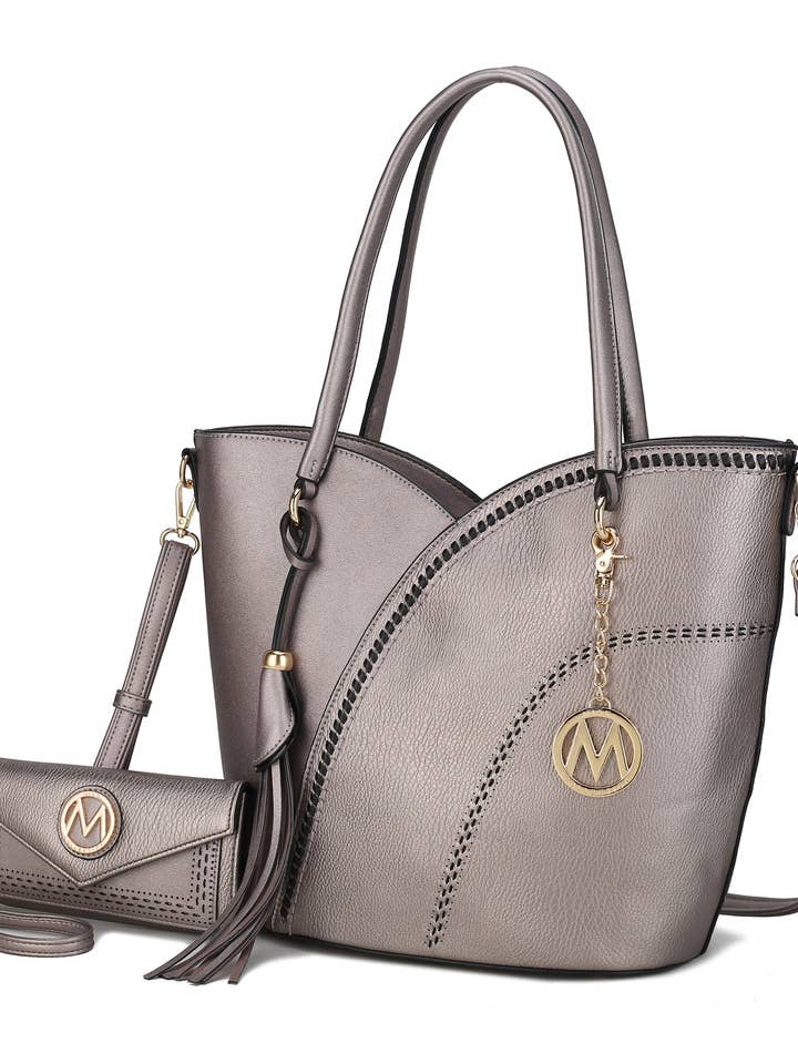 MKF Collection Two-tone Vegan Leather Women's Shoulder Bag for wholesale by Fashion Quality Boutik