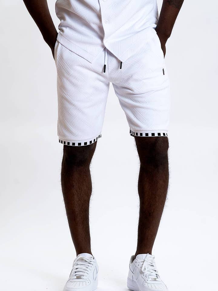 Pantalones cortos de jacquard M963 Bianchi - Blanco para venta al por mayor de Frost Originals