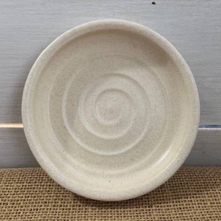 Plato de tocador Farmhouse Ridges de 5 pulgadas, color blanco para venta al por mayor de Rowe Pottery