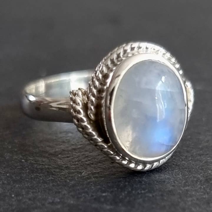Anel Unissexo Boho Oval de Pedra da Lua | Prata Esterlina 925, R4M por atacado de Mistry Gems
