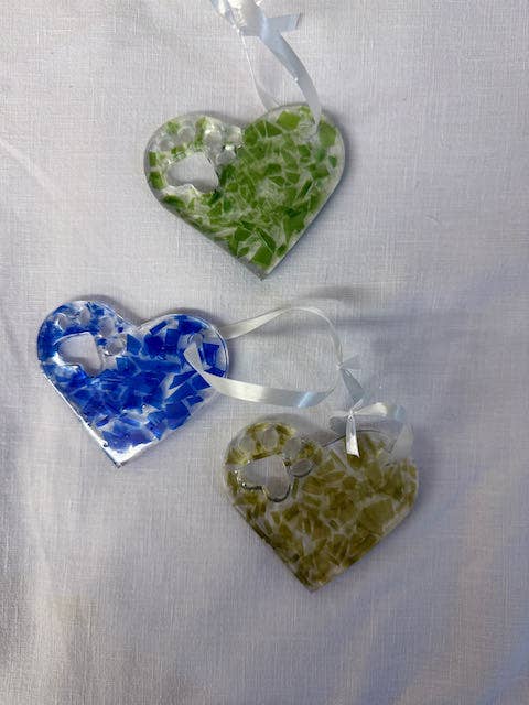 Heart with paw ornament for wholesale by Rescued Whines