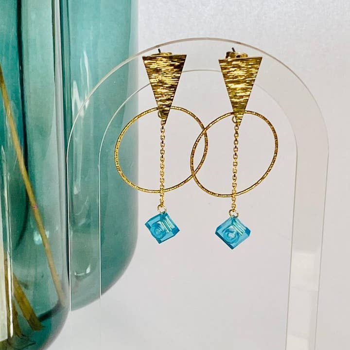 Brique d'Oreille - Vente Boucles d'oreilles pendantes - Boucles d'oreilles ethniques dorées - Les Voyageuses2