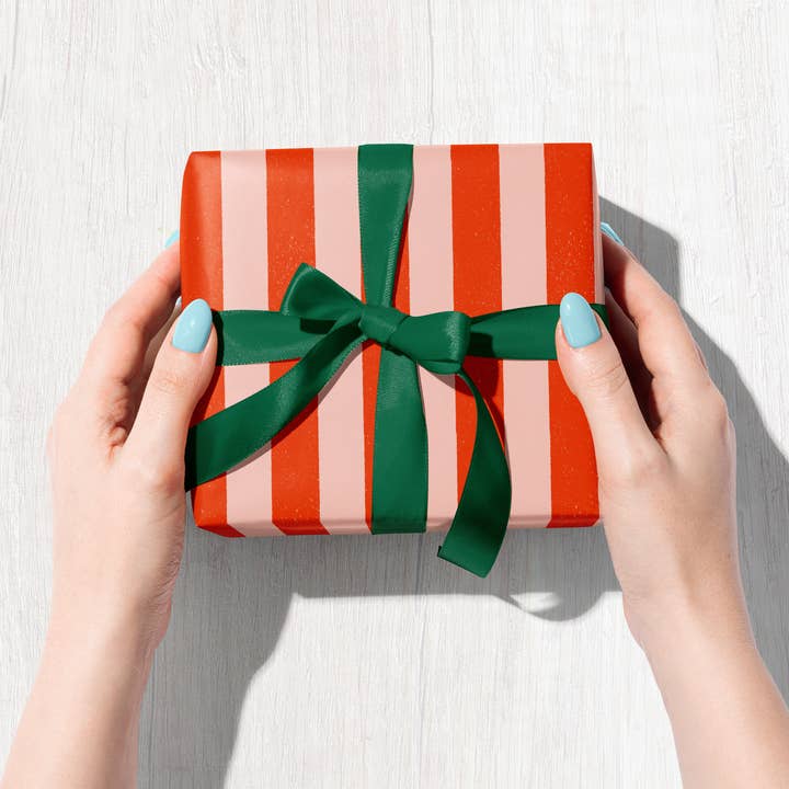 Bird & Co Studio - Wholesale Flat Wrap - Candy Stripe | Modern-Retro Recycled Gift Wrap Paper