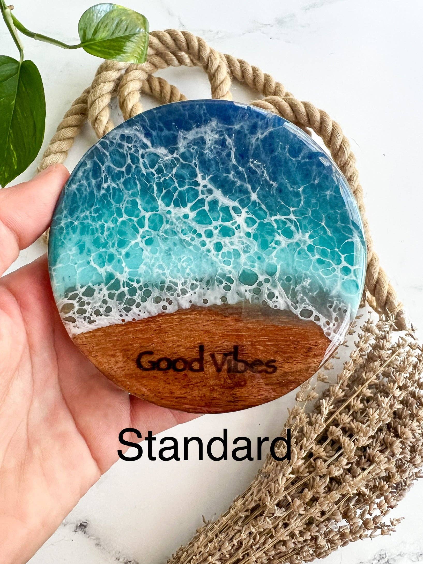 Citrus Waves Art - Wholesale Ornament - Custom Engraved Live Edge Wood Ornament6