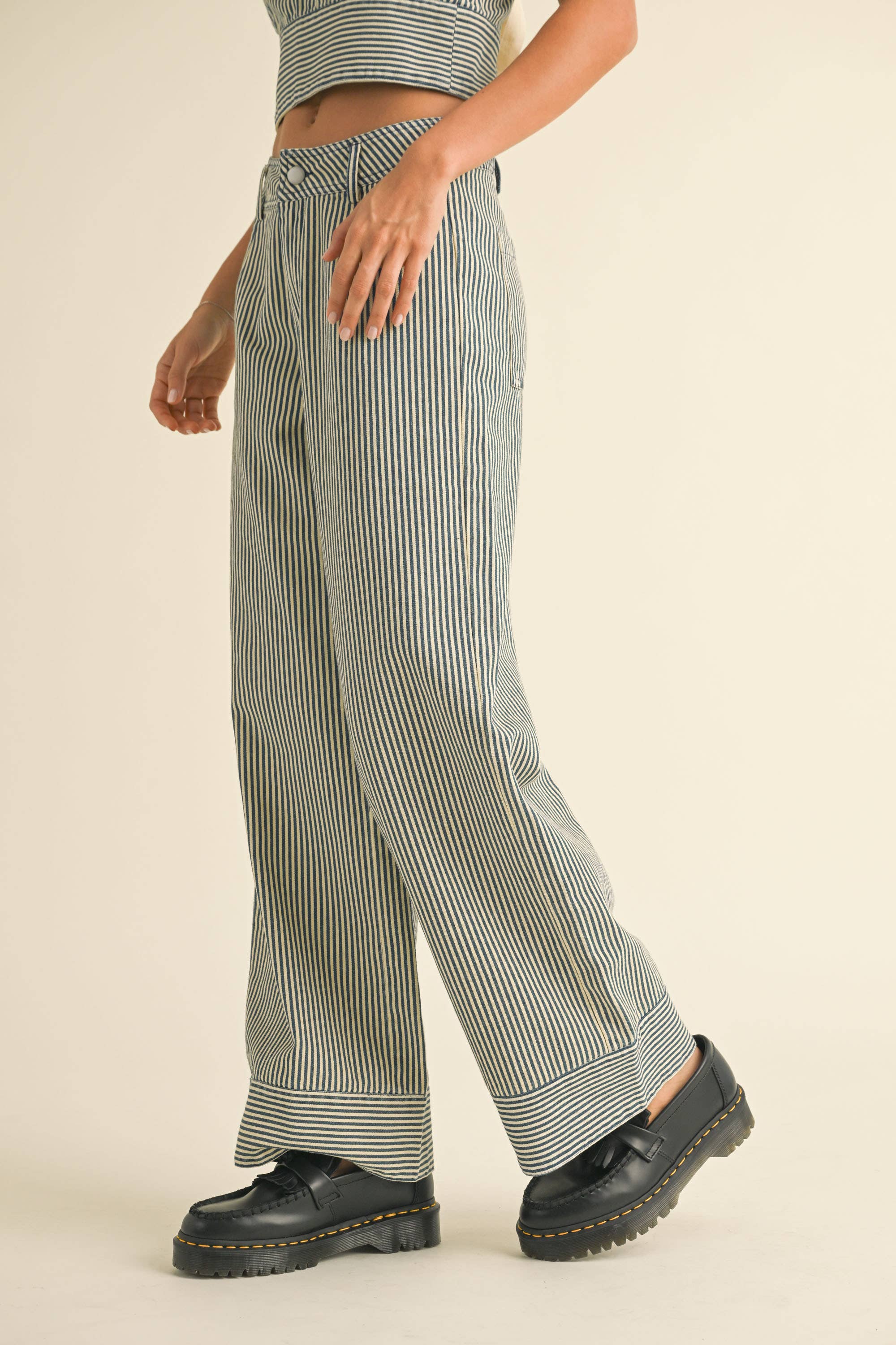 Wholesale P4806ST BLUE STRIPED PATTERN PANTS for your store