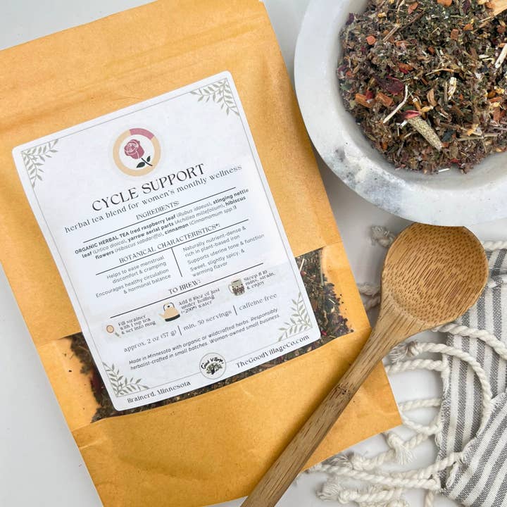 Cycle Support: Loose-Leaf Herbal Tea Blend For Women's Monthly Wellness (Caffeine-Free) for wholesale by The Good Village Co