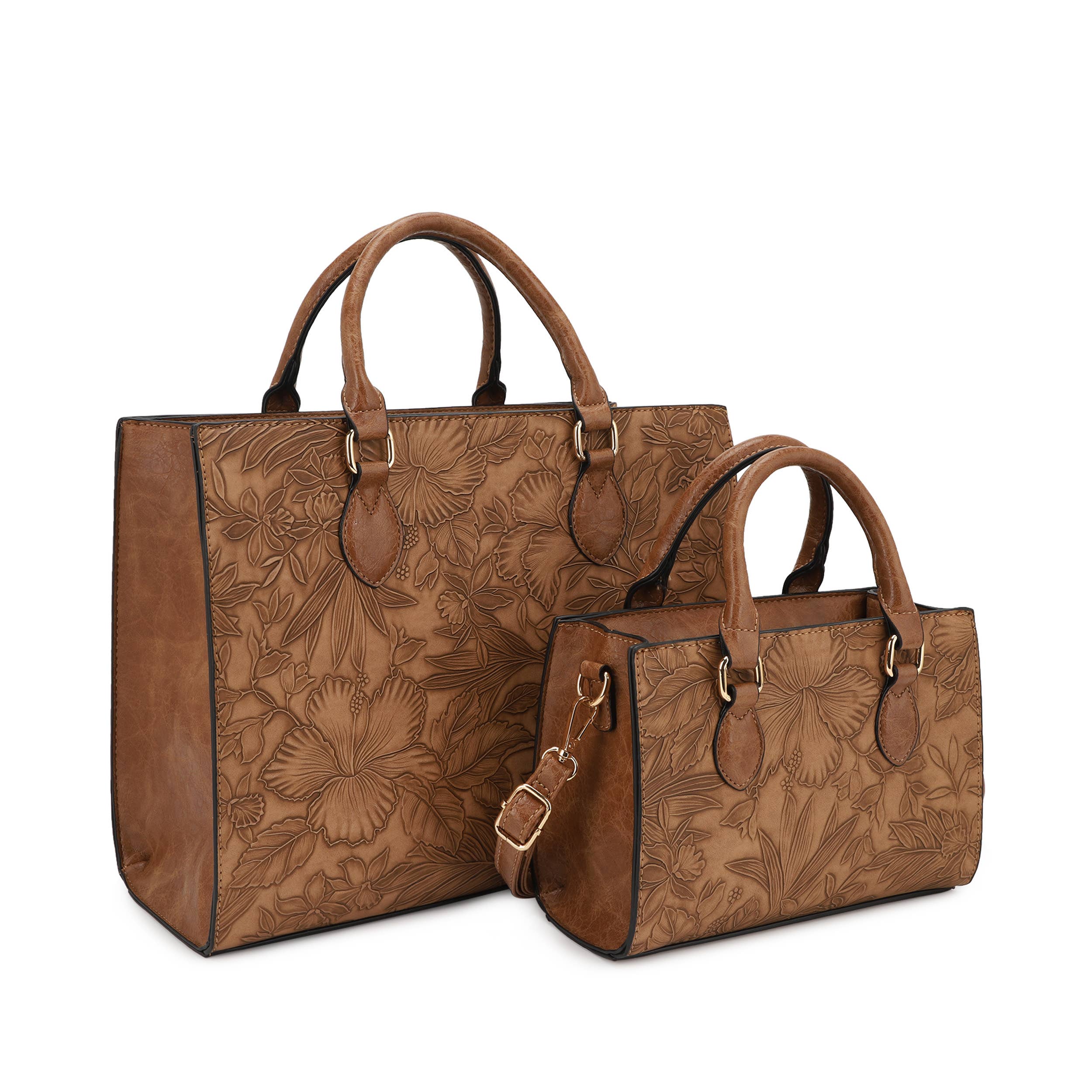 KAYLA+AVA – wholesale Bärkasse - Dam – Meredith Hibiscus blommig präglad 2 i 1 tyguppsättning10