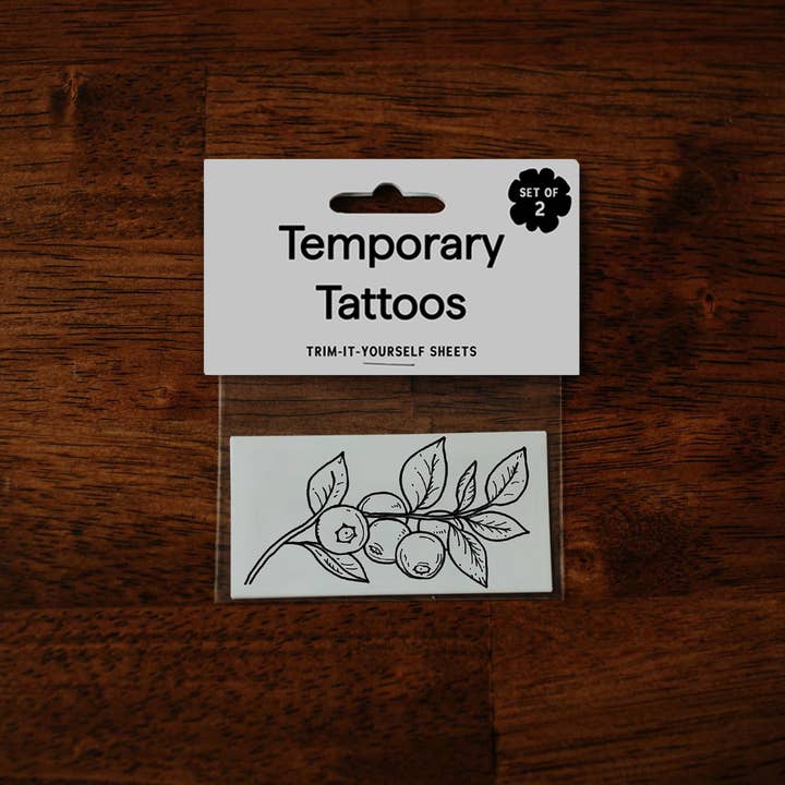 Blueberry Branch Temporary Tattoos for wholesale by Saint Tattoos