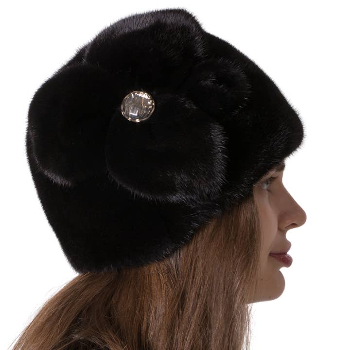 Sombrero de Piel de Mujer Invierno Sombrero de Visón Lujoso Sombrero de Piel Ruso Gorra para venta al por mayor de FurStyleUa