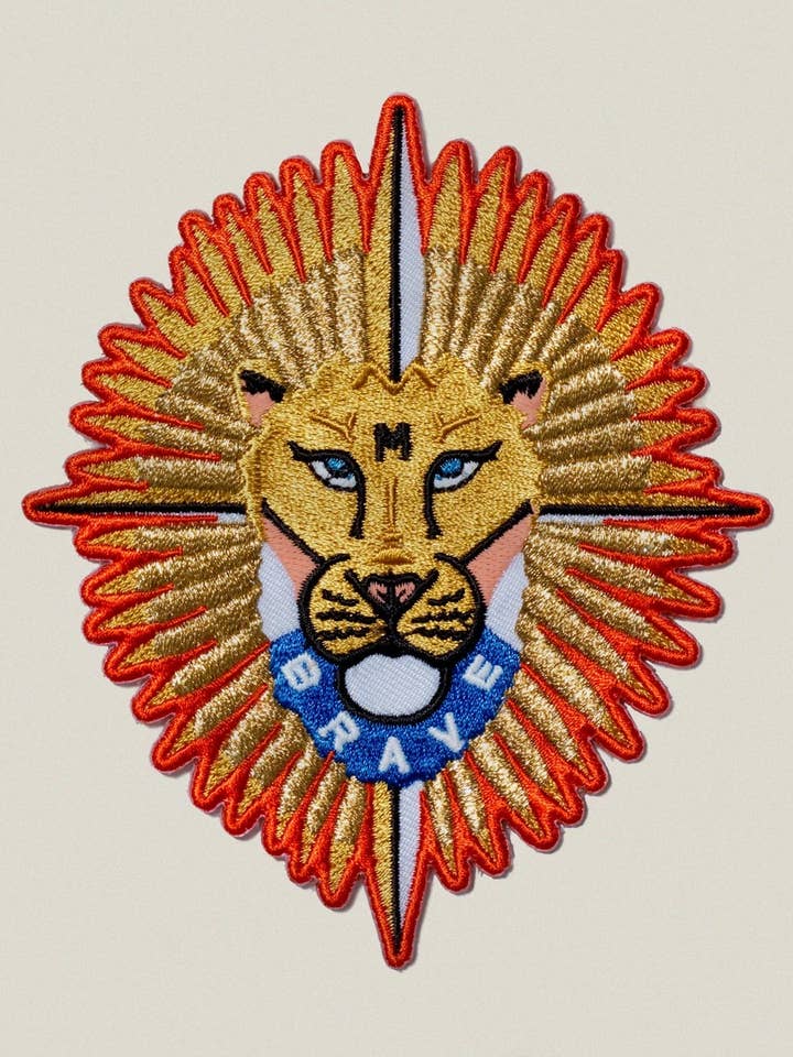 Iron-On Embroidered Badge: Brave Lion for wholesale by House of Minimus