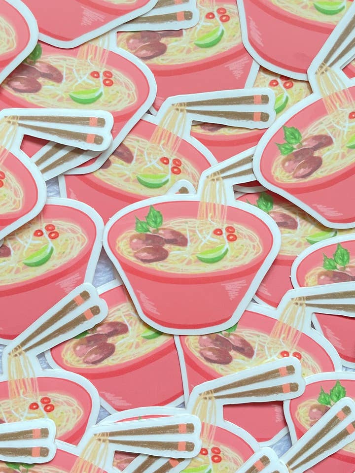 Autocolantes de Comida Fofa e Transparente de Pho Vietnamita por atacado de Artsyvushop