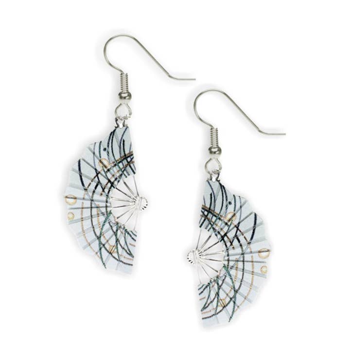 Japanese Celebration Fans Earrings, MADE in USA for wholesale by David Howell and Company